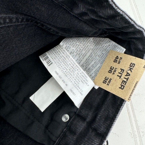NWT Pull& Bear Black Skate Jeans 36W - Picture 9 of 10